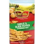 Ore-Ida Garlic & Black Pepper Thick Cut Steakhouse French Fries Seasoned Fried Frozen Potatoes, 26 oz Bag