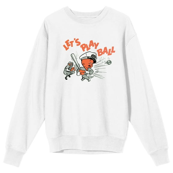 Dr Pepper Let's Play Ball Crew Neck Long Sleeve White Adult Sweatshirt-XXL