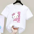 thumbnail image 3 of Camiseta de manga corta de algodón para niños con letras de Hello Kitty, camiseta de verano para niños de Sanrio, ropa suave con forma de corazón para niñas, regalo de cumpleaños kawaii, 3 of 5