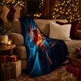 thumbnail image 3 of Football and Blue Orange Streaks Print Soft Flannel Blanket, Sporting Art Style for Sports Enthusiasts, Housewarming Gift for Bedroom and Living Room, Home Decor, 3 of 9