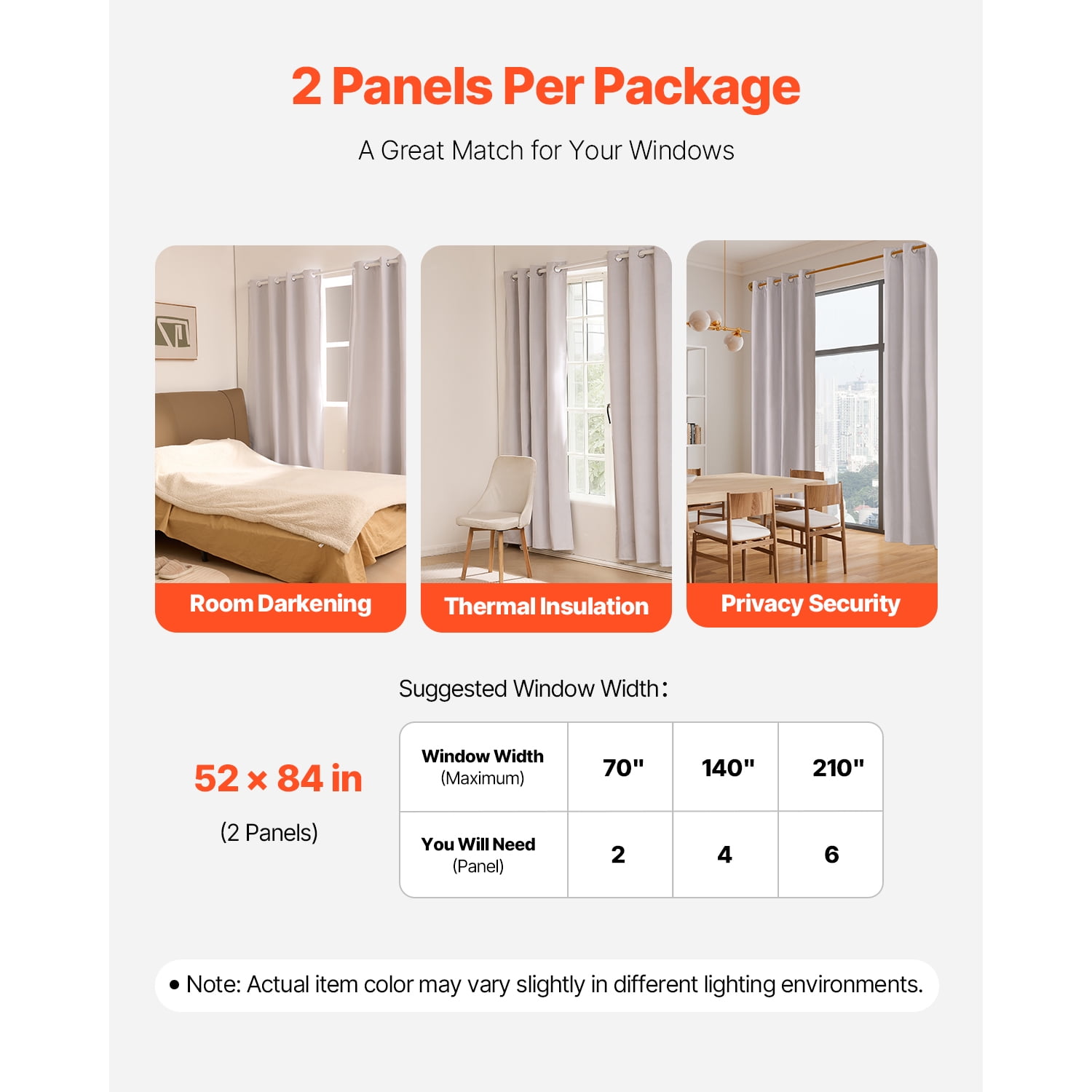 KFFKFF 84-Inch Blackout Curtains, Set of 2 Panels, Each 52 Inches Wide, Thermal Insulated Light-Blocking Drapes, 3-Layer Design with Grommets, Ideal for Bedroom and Living Room Windows, White