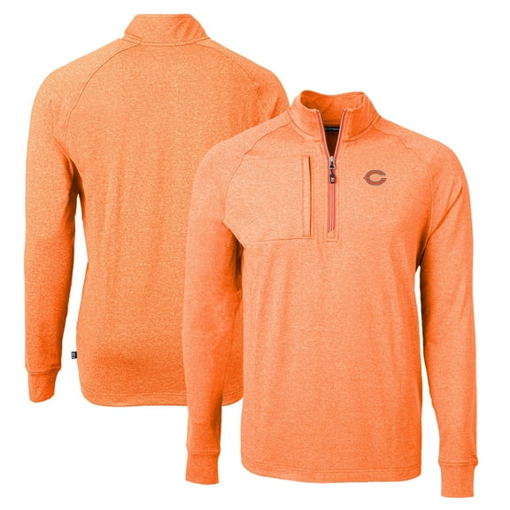 Men's Cutter & Buck  Heather Orange Chicago Bears  Adapt Eco Knit Quarter-Zip Pullover Top