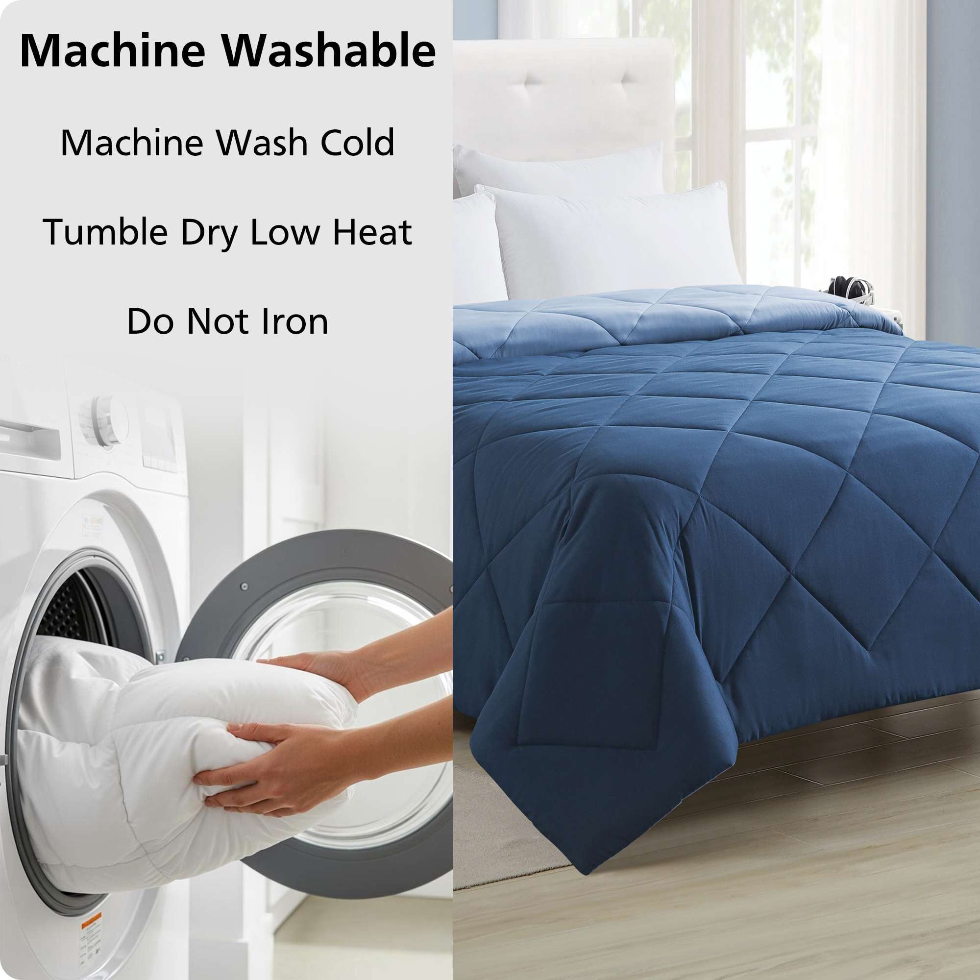 Mainstays King Comforter, All-Season Reversible Microfiber, Navy