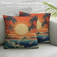 thumbnail image 3 of Nawypu  Seascape Pillowcase Dolphins Surf Ocean Fish Nature Sea Wave Sun Curve Jump Vintage Tree Throw Pillow Cover  Cushion Decorative for Living Room Outdoor, 3 of 5