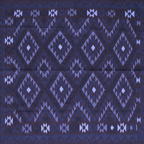 Ahgly Company Indoor Square Southwestern Blue Country Area Rugs, 6' Square