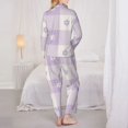 thumbnail image 5 of Bingfone Womens Pajama Sets Floral Purple Buffalo Plaid Print,Long Sleeve Loungewear Pajamas Set-Small, 5 of 9