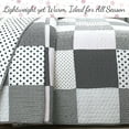 thumbnail image 6 of Halftone Black White Subtle Pink Polka Dot Patchwork Cotton Twin 2 Piece Quilt Bedding Set, 6 of 6