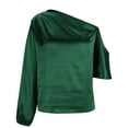 thumbnail image 5 of Cavosen Womens Blouses Long Sleeve Dressy Pullover Shirts Tunic One Shoulder Neck Solid Flowy Blouse Elegant Vacation Tops Trendy Loose T-Shirts Going out Beach Tees Green M, 5 of 7