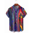 thumbnail image 4 of Camisa con estampado de líneas degradadas de verano para hombre, camisas de playa hawaianas de verano para fiestas, ropa de calle con solapa de gran tamaño para hombre, 4 of 4