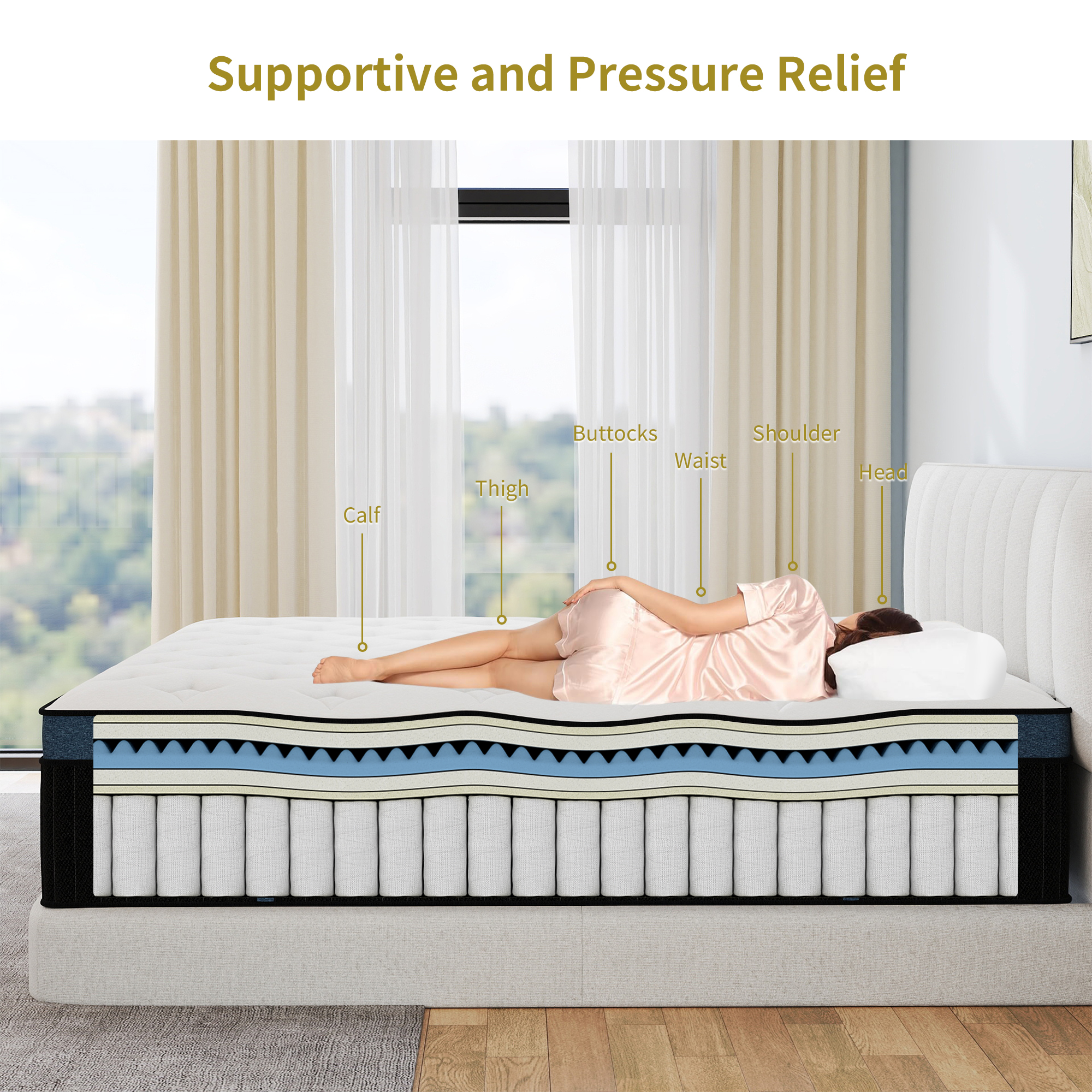 Yilicy 12 inch Full Mattress, Gel Memory Foam & Spring Hybrid Medium Comfort Mattress in a Box,Audlt
