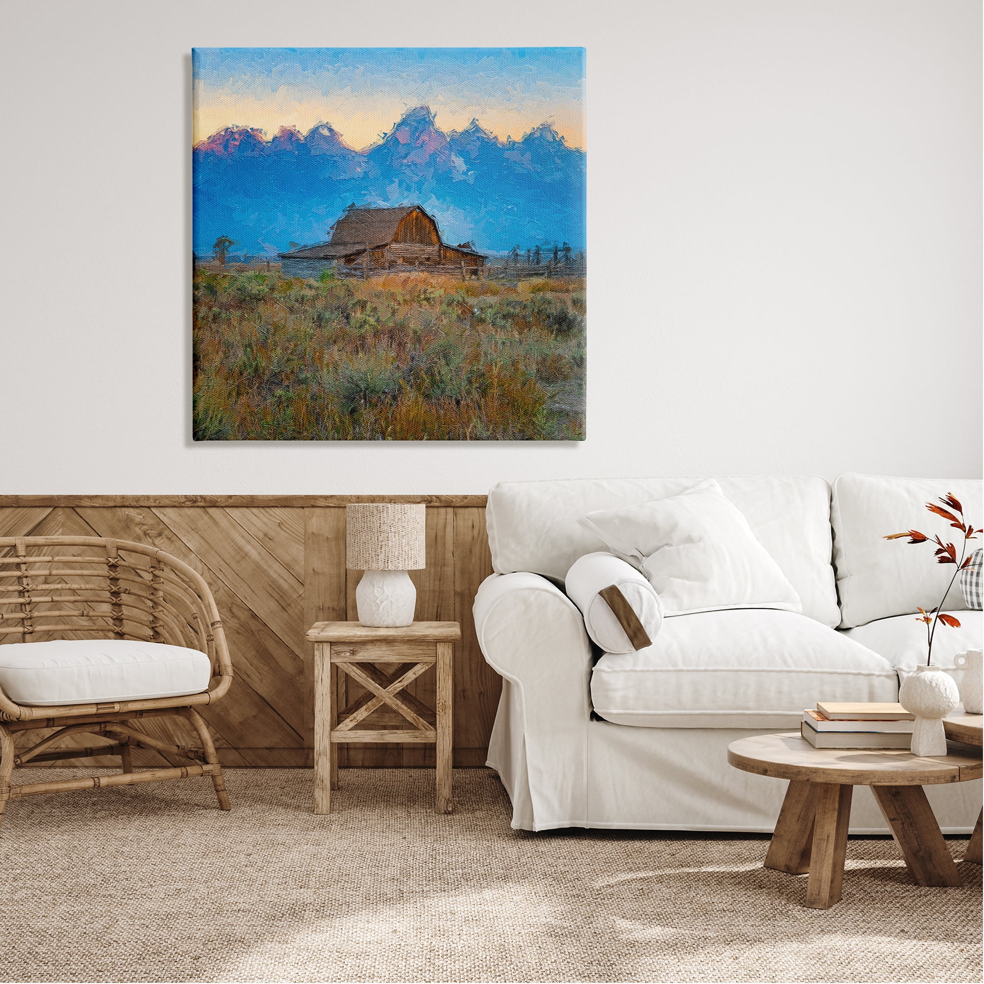 Stupell Industries Countryside Farm Pasture Barn Bold Blue Sunset Canvas Wall Art, 36 x 36, Design by Daniel Sproul