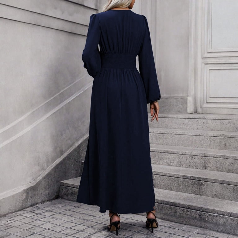 navy pleated bridesmaid dress Boho A-Line Deep V Neck Long Sleeves Light Bridesmaid Dresses, Lavender / 10