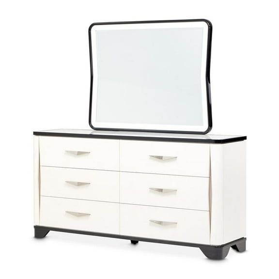 Tuxedo 6-Drawer Dresser with Mirror - Piano Keyboard