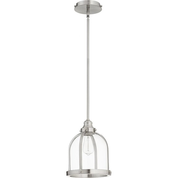 886-65 Quorum Lighting Banded Dome - 1 Light Pendant in Transitional style - 9.5 inches wide by 11 inches high-Satin Nickel Finish