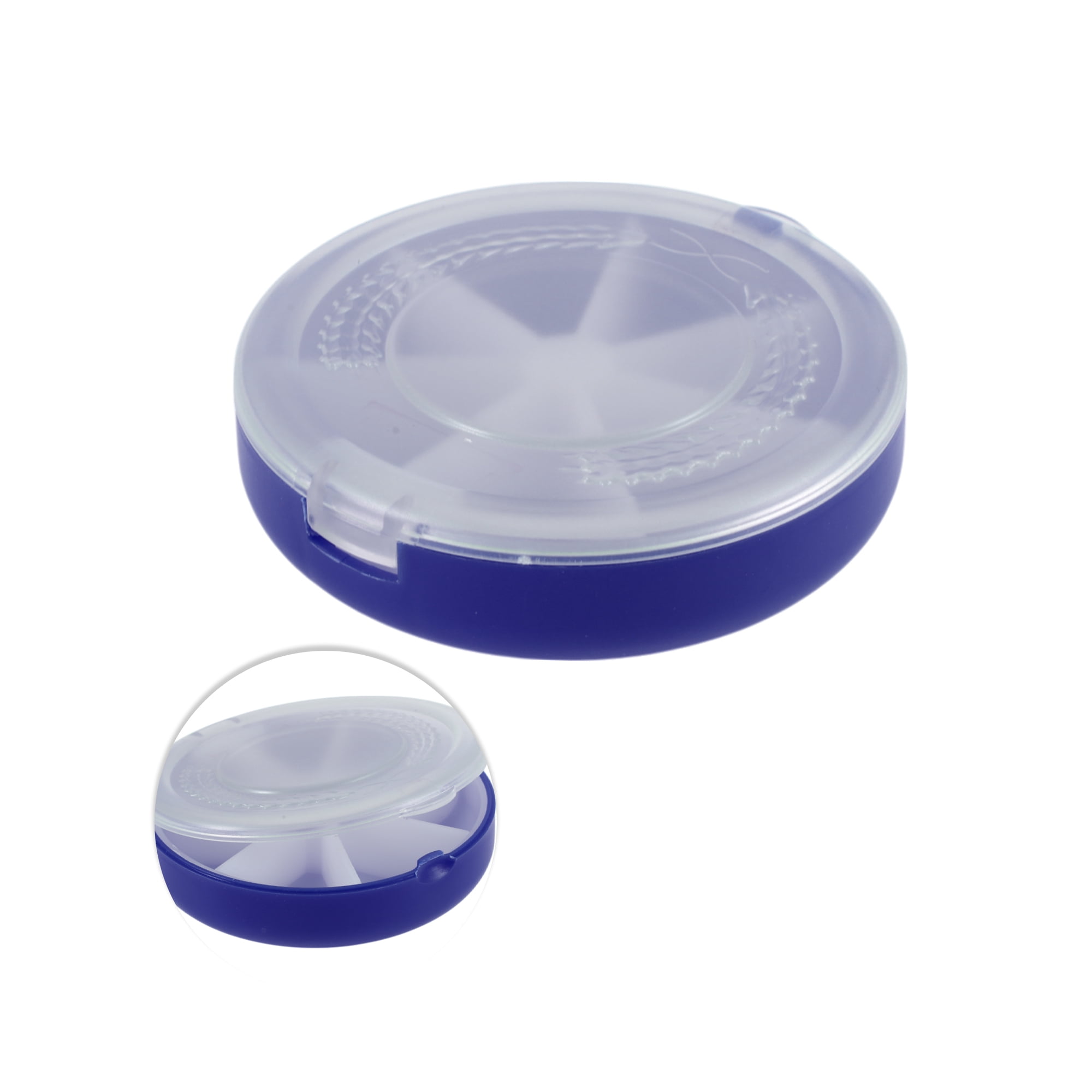 Unique Bargains Lightweight 7 Grids Flip Up Circular Pill Case 1 Pc Blue, Purple