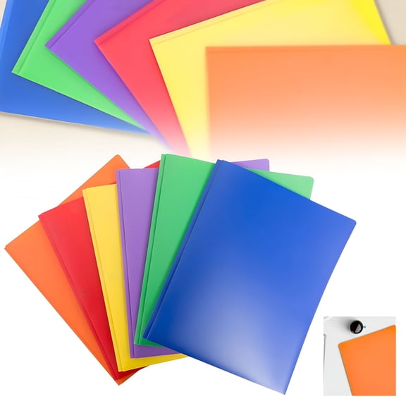 ACDANC Folders with Pockets,Color Random Supplies Multicolor Plastic Folders with Pockets and Prongs,2 Pocket Plastic Folders with Prongs and Brads for Home,Plastic Pocket Folder 9.44"X11.41"