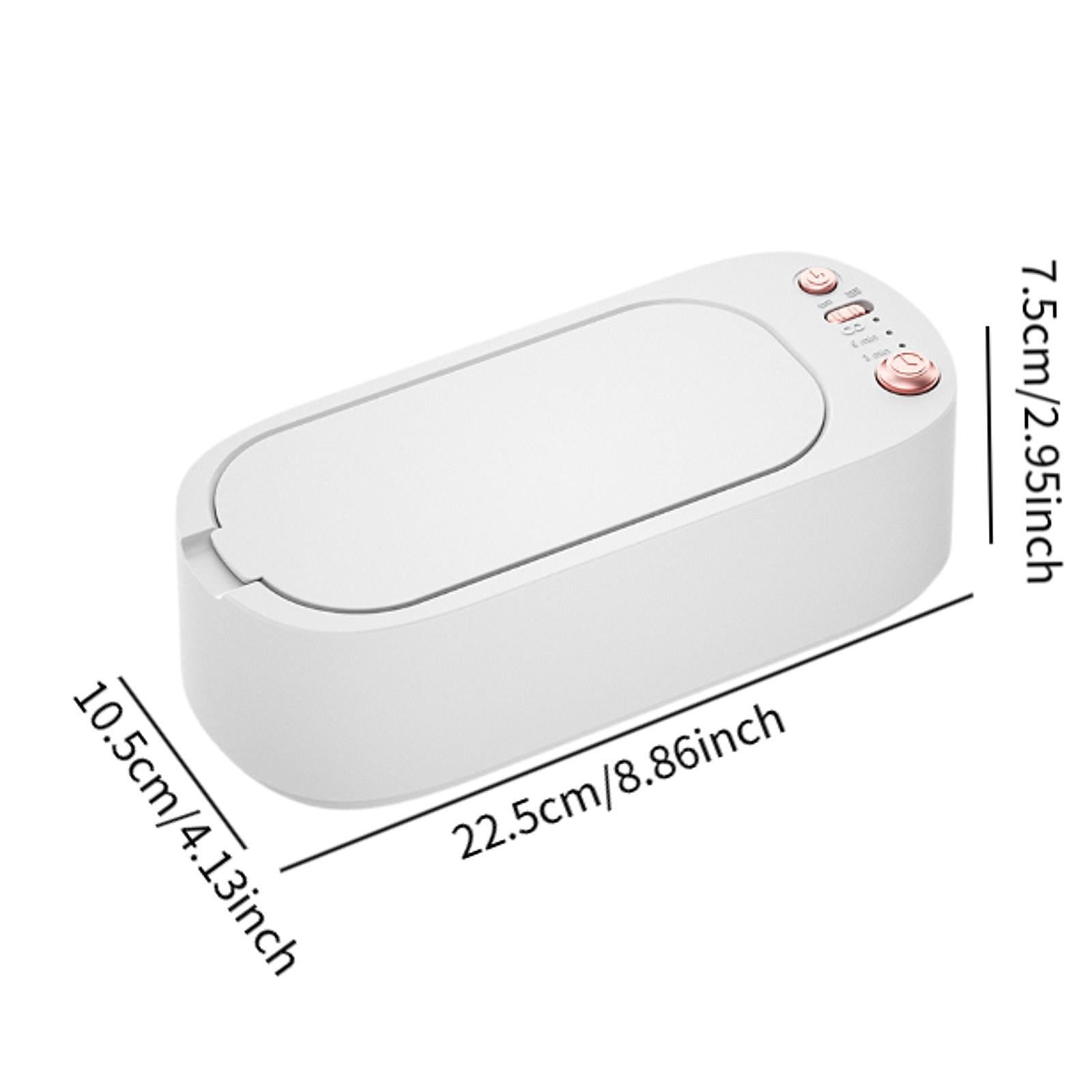 Milageto Electric Cleaner Household Cleaning Machine Cleaning Box 3 Gear Portable 20 Tank Glasses Cleaner Tool for Necklaces Ea White
