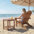 thumbnail image 3 of DEAUL 2 Tier Adirondack HDPE Outdoor Side Table, Square All Weather Patio End Table for Deck Garden Pool, Easy Assembly (1 Pc/pack, Teak), 3 of 11