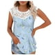 thumbnail image 1 of Camiseta sin mangas de encaje con estampado de mujer Camiseta sin mangas de empalme de cuello redondo Camiseta ligera y cómoda delgada OAVQHLG3B Store lin121212, 1 of 5