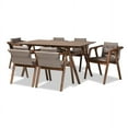 thumbnail image 2 of Baxton Studio Marcena Mid-Century Modern Grey Imitation Leather Upholstered and Walnut Brown Finished Wood 7-Piece, 2 of 7