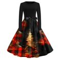 thumbnail image 5 of Christmas Dresses for Women Women's Casual Fashion Round Neck Long Sleeve Christmas Printed Party Vintage Long Dresses for Holiday Gathering,Red,3XL, 5 of 7