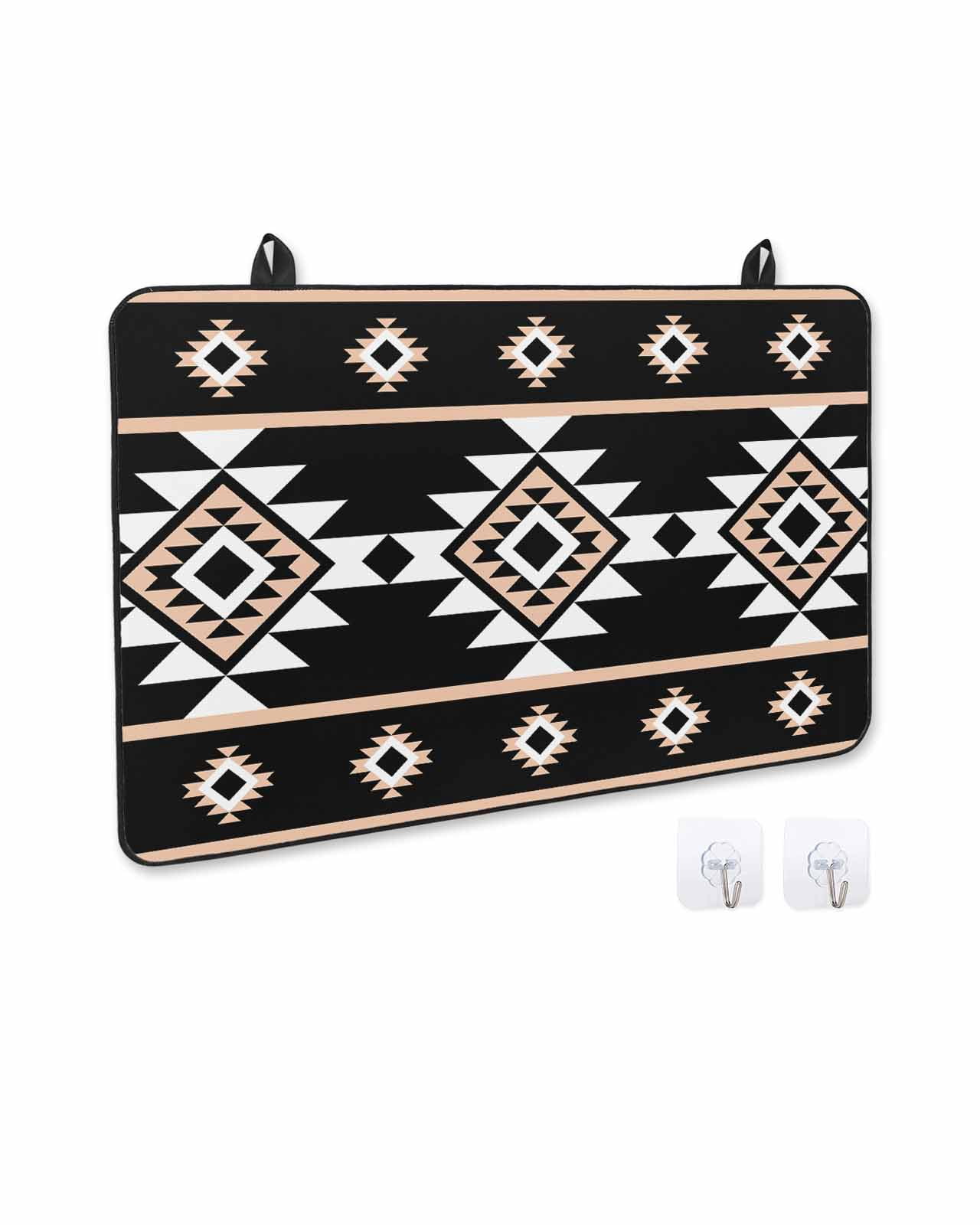 nqOlkjepod Large Induction Cooktop Protector Mat 36"x21", Black White Boho Stove Top Covers for Electric Stove, Modern Western Aztec Abstract Geometric Stove Burner Cover Mats, Glass Top Stove Cover