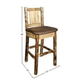 thumbnail image 2 of Glacier Country Collection Counter Height Barstool w/ Back - Saddle Upholstery, w/ Laser Engraved Bear Design, 2 of 11