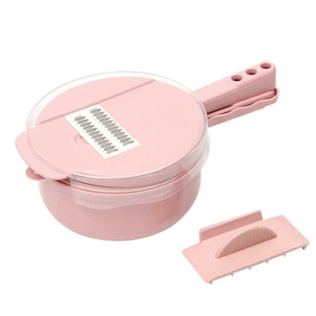 Pink Vegetable Peeler - Multipurpose Vegetable Slicer with 4 Dicing Blades and Egg Separater, Vegetable Cutter Onion Chopper Carrot Grater Manual Fruit Peeler, Pink
