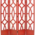 thumbnail image 4 of Wooden 4 Panel Room Divider with Open Geometric Design, Red, 4 of 5
