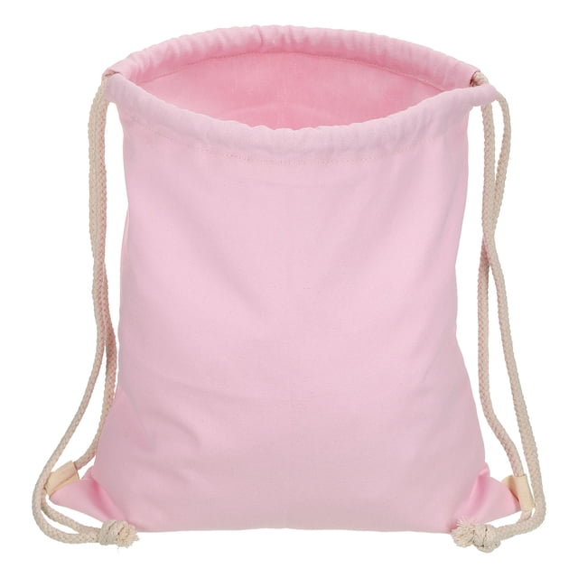 Unique Bargains Cotton Drawstring Bags Cotton Drawstring Backpack Foldable Sports Gym Bags Pink