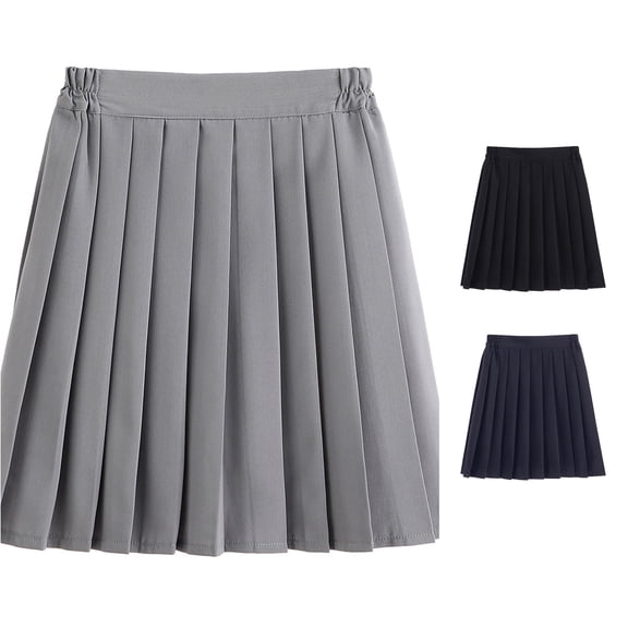 Rggeeun Womens Skirts Pleated A-Line Mini Skirt Elastic Waist Everyday Wear,Gray,5XL