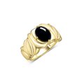 thumbnail image 3 of RYLOS Bagues pour Femmes Bague en Or Jaune 14K Solitaire Pierre Précieuse Ovale 9x7 mm avec Anneau Fini Satin Cabochon d'Octobre Onyx Bijoux Taille 8, 3 of 7