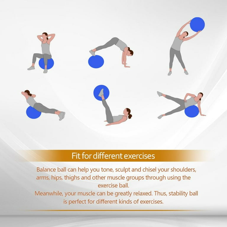 QUANFENG QF Exercise Ball, 75 cm Blue Yoga Ball for Fitness