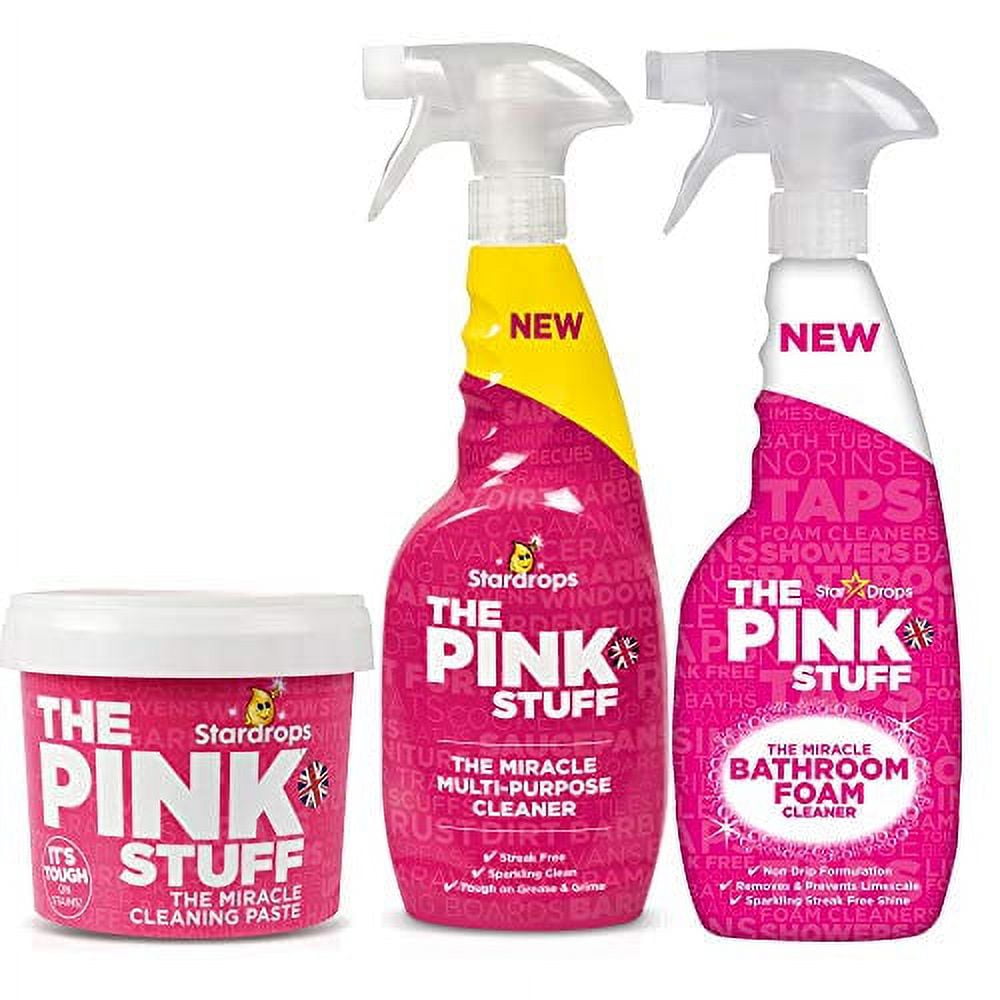 Stardrops - The Pink Stuff - The Miracle Cleaning Paste, Multi-Purpose Spray, and Cream Cleaner 3-Pack Bundle (1 Cleaning Paste, 1 Multi-Purpose