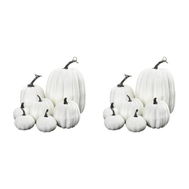 Naiovety Juego festivo de 7 calabazas artificiales para encantadoras decoraciones de bodas de otoño Blanco 2Conjunto