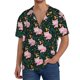 thumbnail image 1 of Balery Pink Sleeping Fox Camisa Casual de Manga Corta con Botones para Hombre, Texturizada, Estilo Cubano, para Playa, Verano-X-Large, 1 of 5