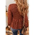 thumbnail image 3 of Women's Boho Floral Smocked Bust Ruffled Peplum Blouse, 3 of 5
