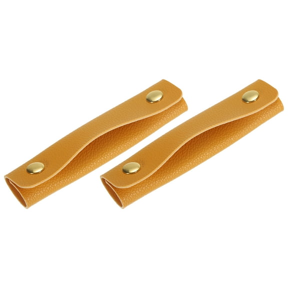 2Pack Handbag Handle Wrap Covers, PU Leather Luggage Grip Protector for Suitcases, Shopping Bag (Yellow)