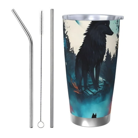 

Coaee Artistic Moon Valley Wolf for 20oz Insulated Kettle Water Bottle For Running Hiking Cycling Climbing Men S Woman Insulated Water Bottle-Straw Three-piece Set