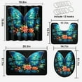 thumbnail image 2 of Blue Butterfly Shower Curtain Set Colorful Floral Flowers Bathroom Sets Decor Accessories Bathroom Shower Curtains Set with Non-Slip Rug Toilet Lid Cover Bath Mat and 12 Hooks, 72x72 Inch, 2 of 4
