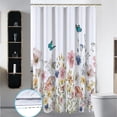 thumbnail image 5 of Stall 36"x72" Watercolor Pink Botanical Flowers Shower Curtain Set with Hooks, Butterfly Bathroom Curtain Modern Minimalist Waterproof Bath Curtain Machine Washable, 5 of 6