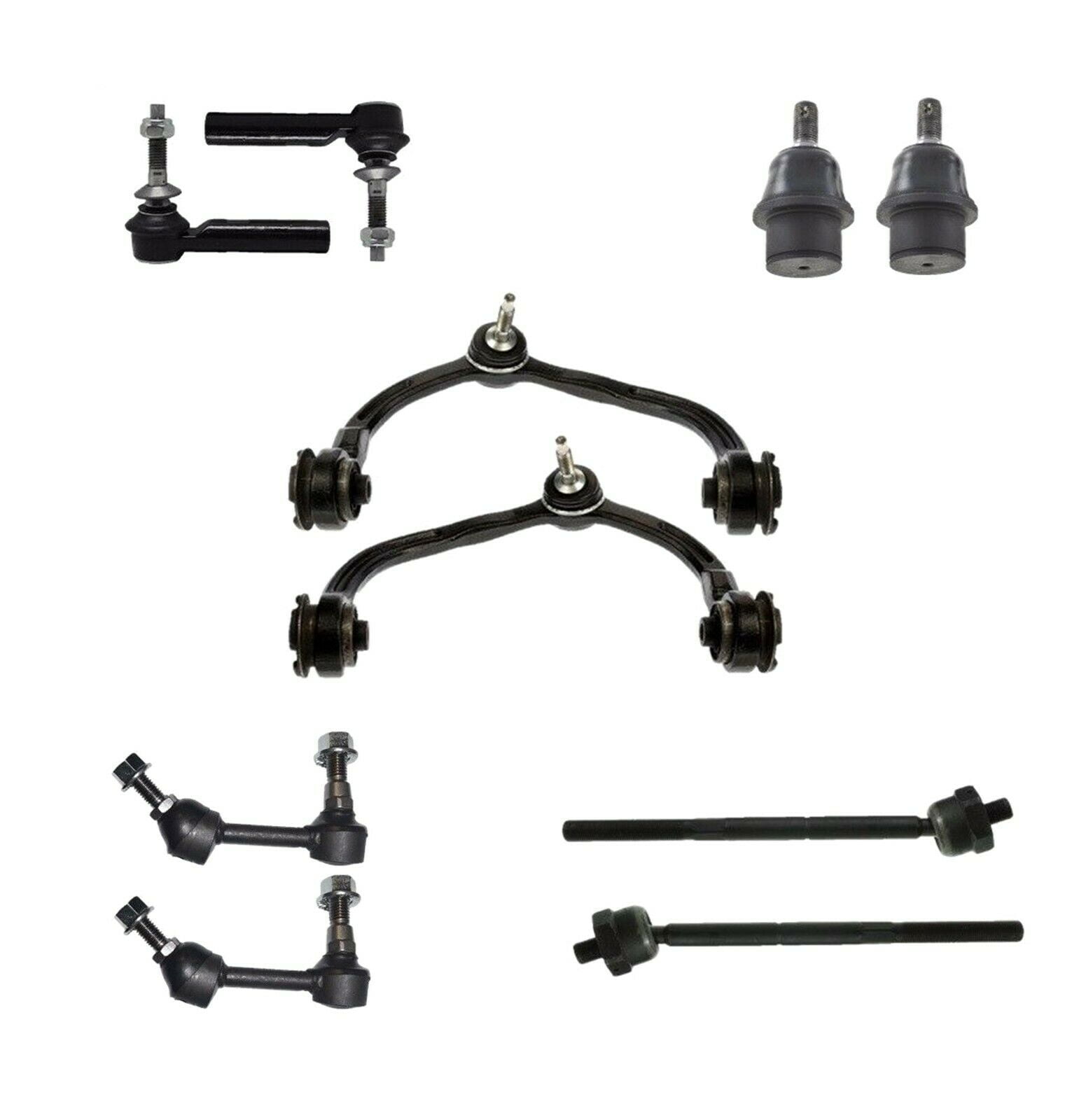 10 Pc Front Suspension Kit Tie Rod Linkages, Sway Bar End Link, Upper