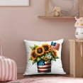 thumbnail image 1 of Funda de cojín de girasol | Funda de cojín de lino de 45 x 45 cm | Tejido suave y transpirable | Funda de cojín decorativa de doble cara con el Día de la Independencia | Decoración para sofá o sofá, 1 of 5