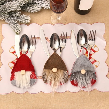 

Farfi 3Pcs New Year Knife Fork Cutlery Holders Storage Bag Set Christmas Decoration