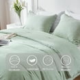 thumbnail image 3 of Davulos Queen Size Comforter Set - 3 Pieces Light Green Soft Luxury Cationic Dyeing Bedding Comforter For All Season, Breathable Lightweight Fluffy Bed Set with 1 Comforter and 2 Pillow Shams, 3 of 7