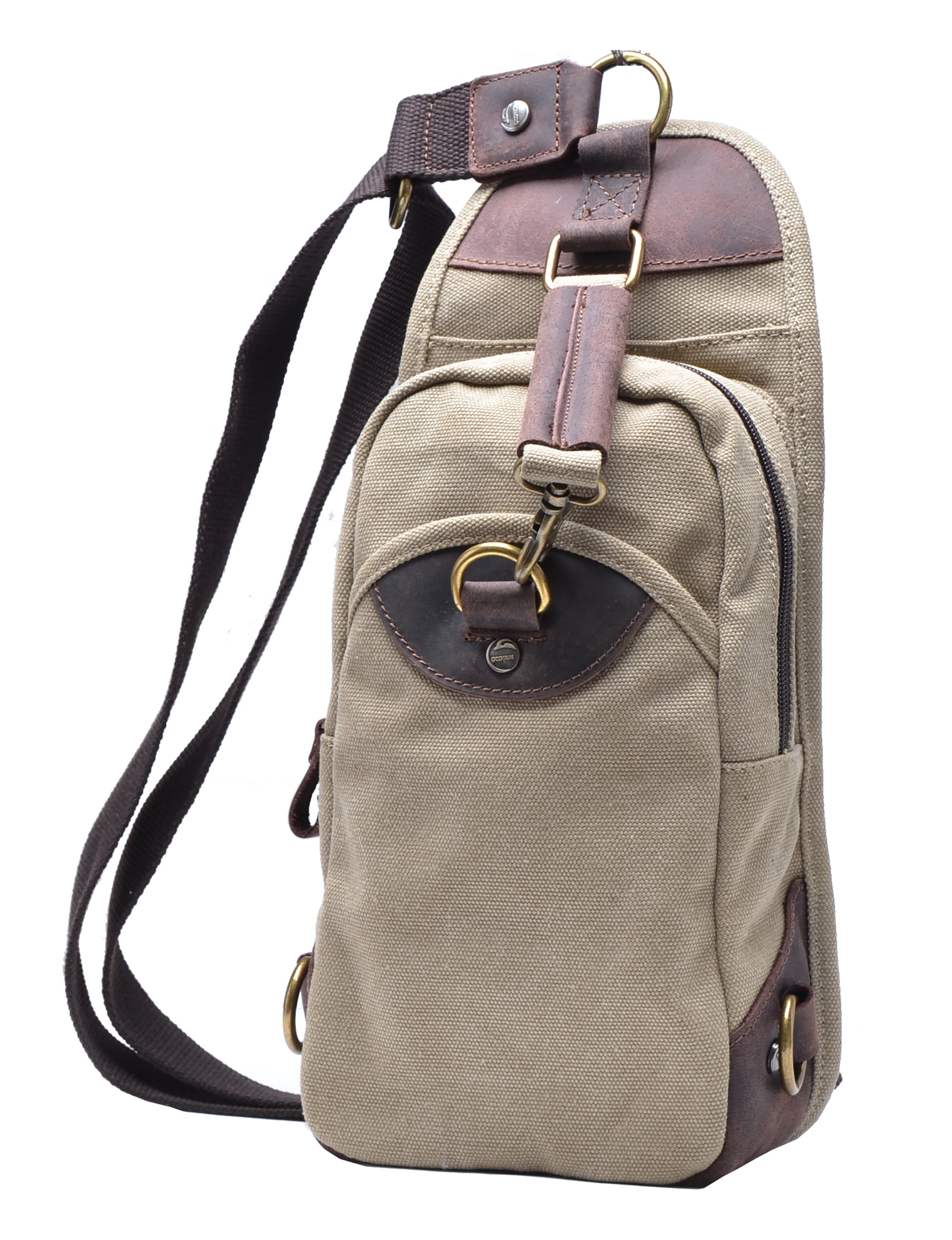 Gootium Canvas Chest Pack Vintage Crossbody  Bag  Leather  