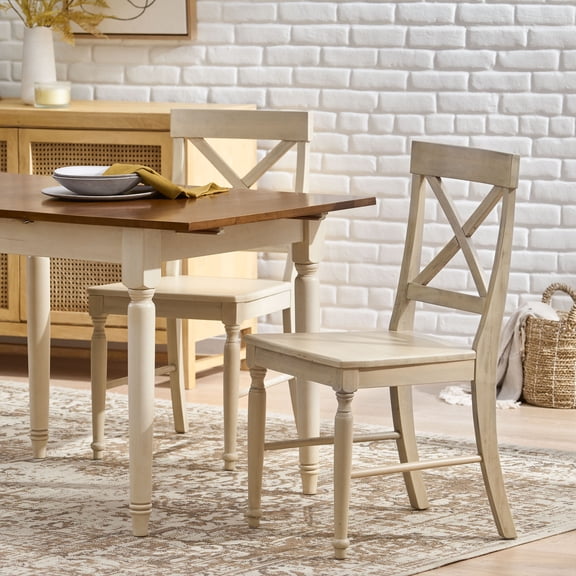 Dining Chairs Acacia Wood Dining Chairs, 2-Pcs Set, Antique White,Wooden Dining Chairs