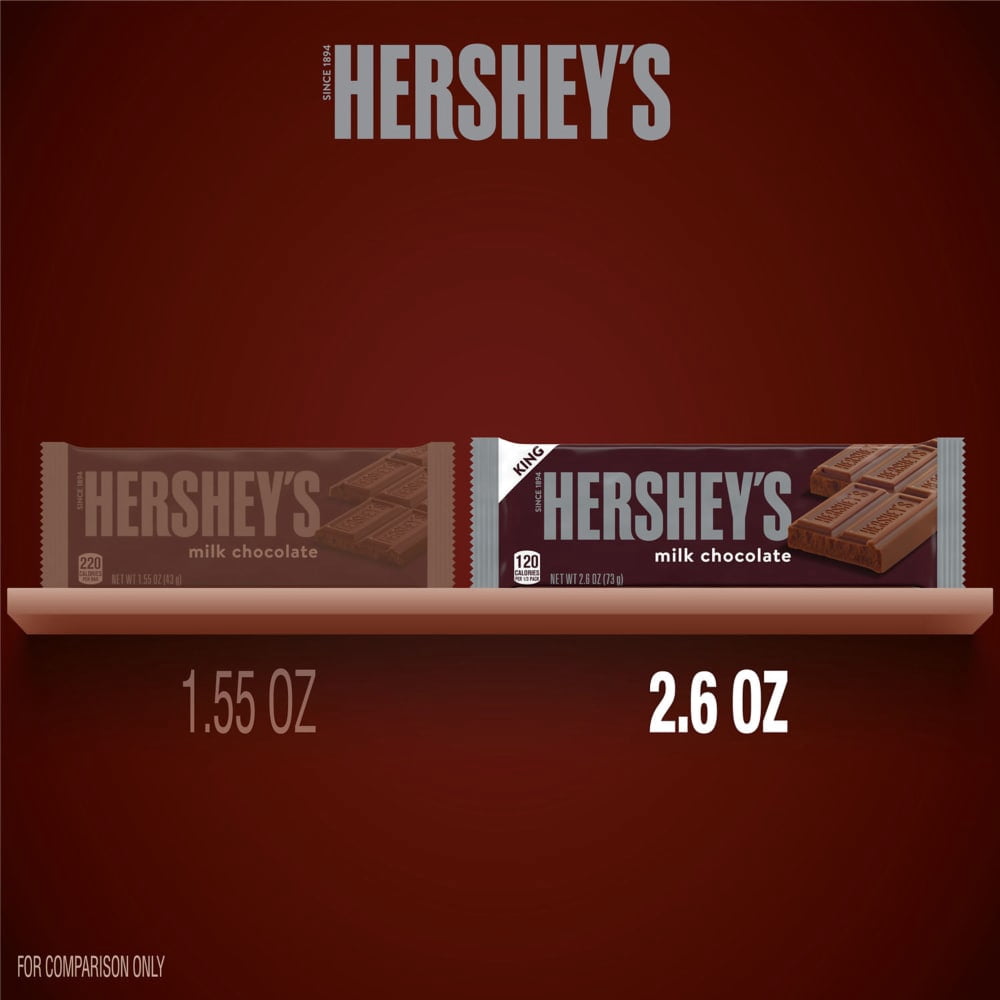 HERSHEYS Milk Chocolate King Size Candy Bar 2.6 oz - 5 Pack