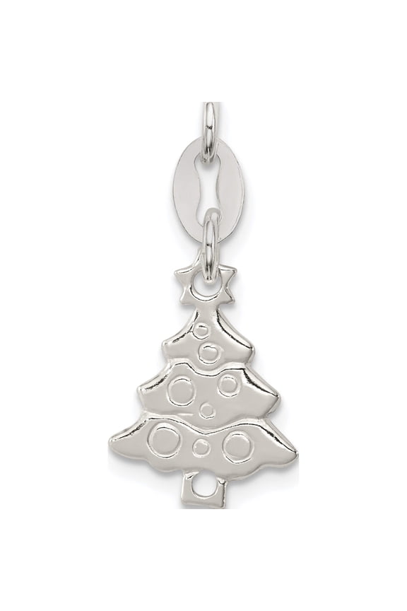 Sterling Silver Polished Christmas Tree Charm (26 X 11) Made In India qc7578