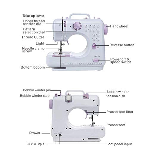 12 Stitch Multi-Function Household Sewing Machine,Portable Electric Sewing Machine,Double-line Two-speed Reverse Stitch